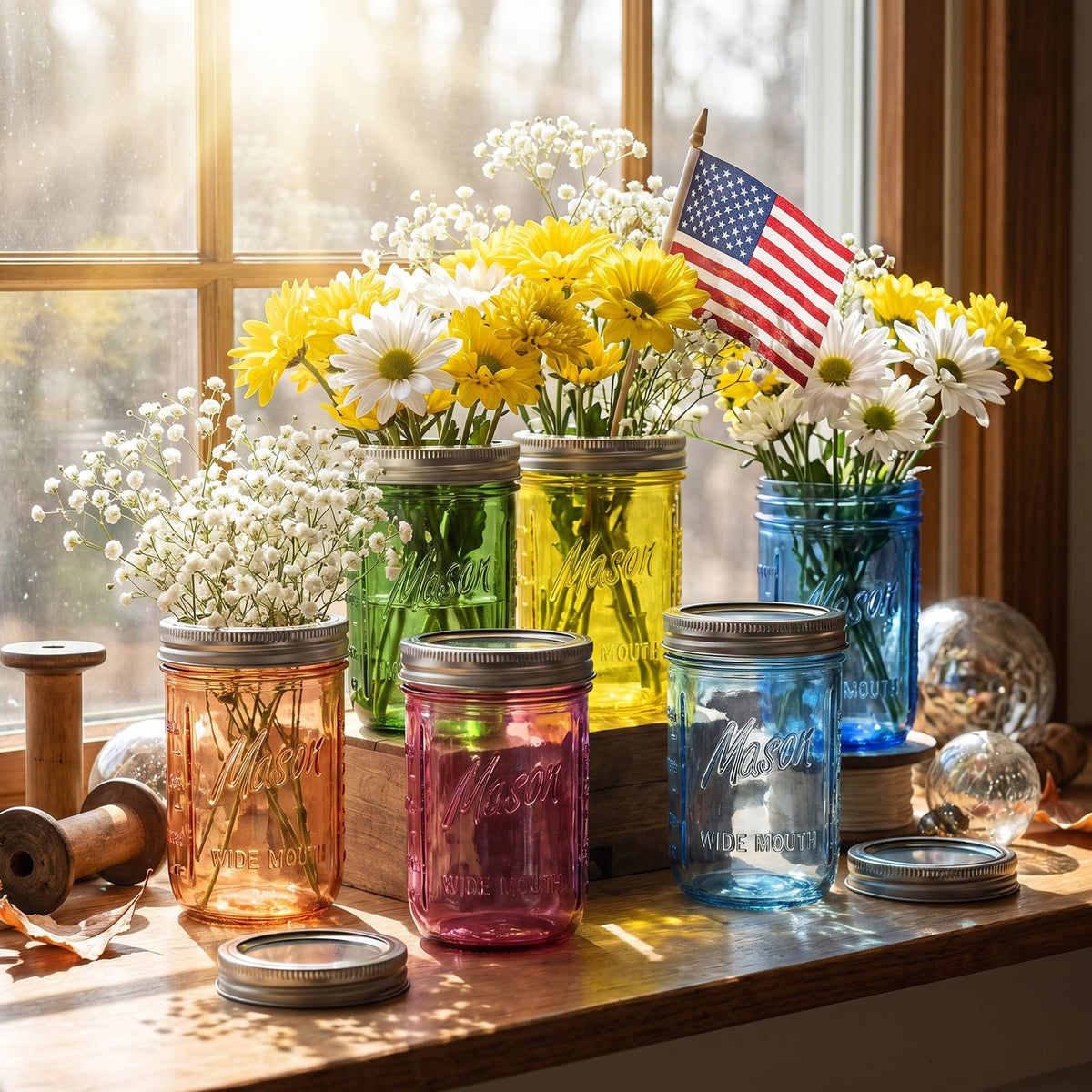 12 Pack 16 oz Wide Mouth Mason Jars with Lids Y59882