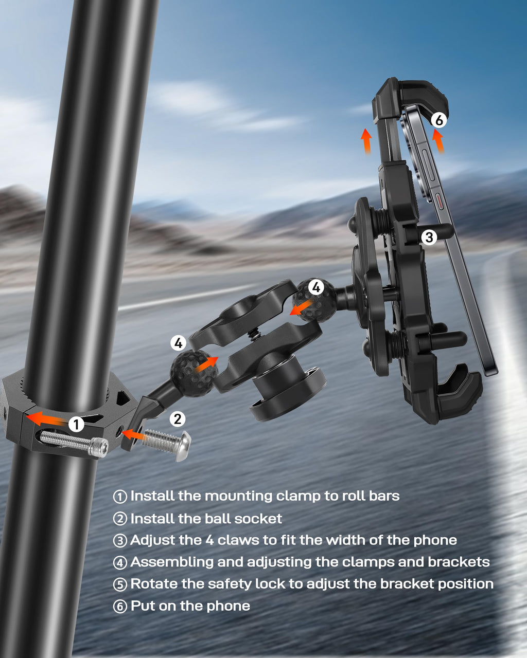 Anti-Theft UTV Phone Mount with Vibration Dampener J32170