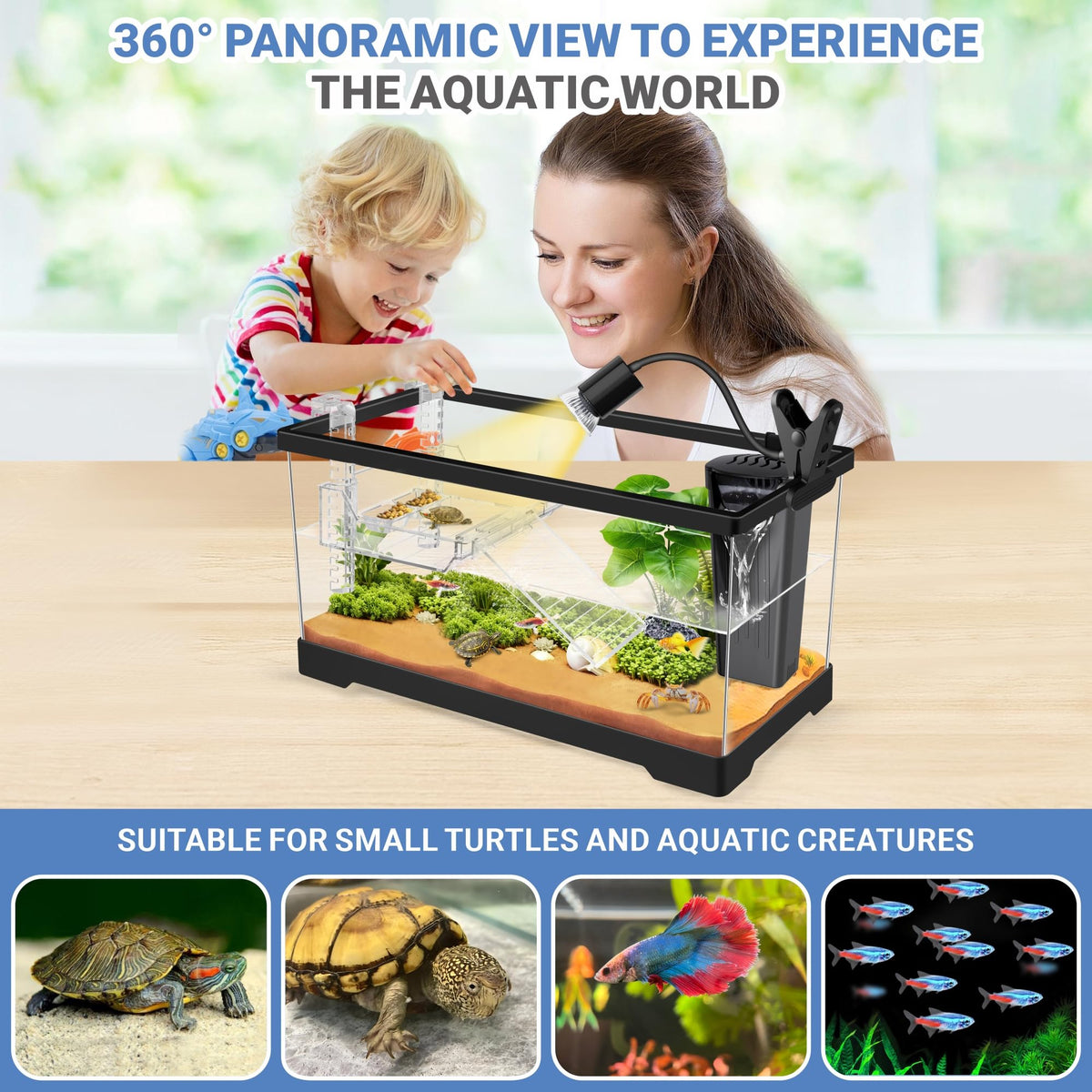 Aquatic Turtle Tank with Lamp and Filter Kit G283