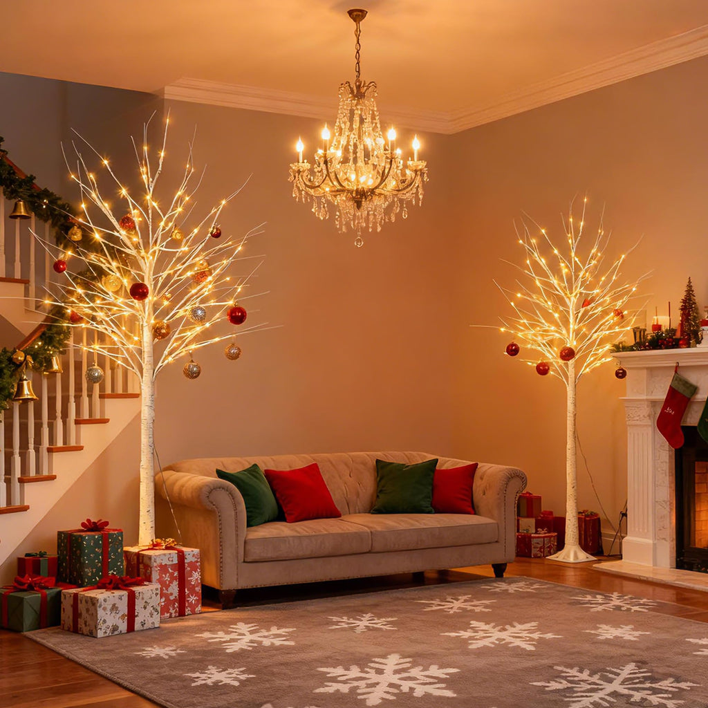 White Birch Tree with Lights, 2PCS U73356