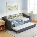 Twin Size Upholstered Daybed Frame with Trundle, Dark Grey F41795
