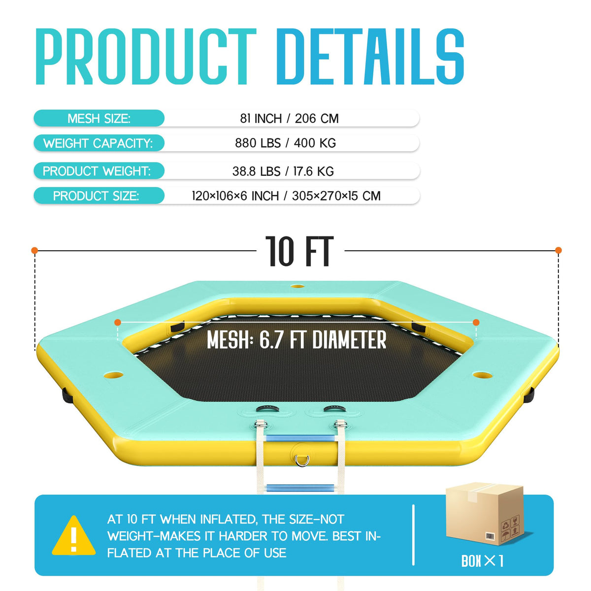 10 FT Hexagon Inflatable Water Hammock A193100