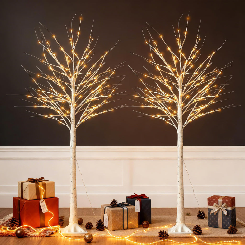 White Birch Tree with Lights, 2PCS U73356
