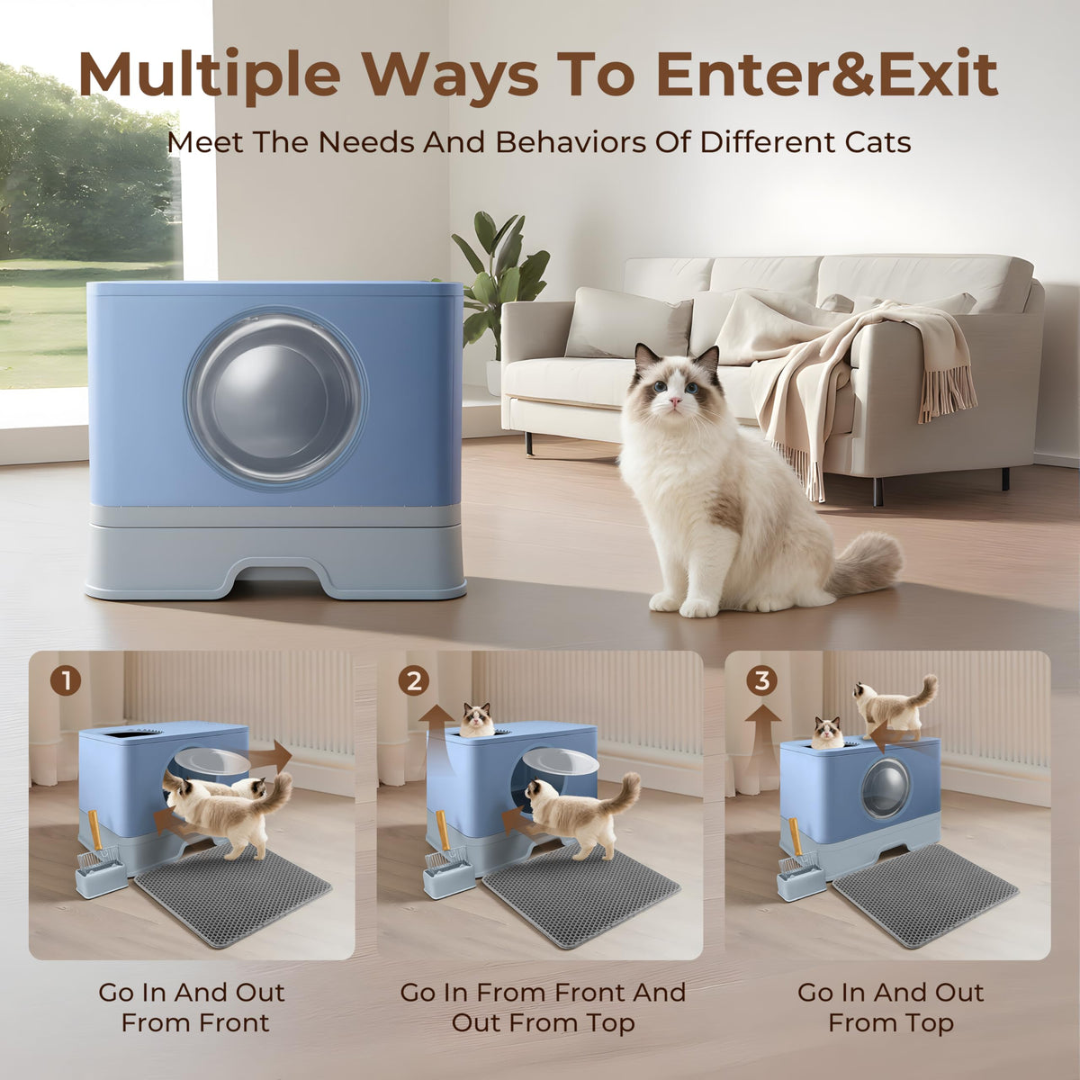 XXXL Stainless Steel Litter Box with Lid S3378