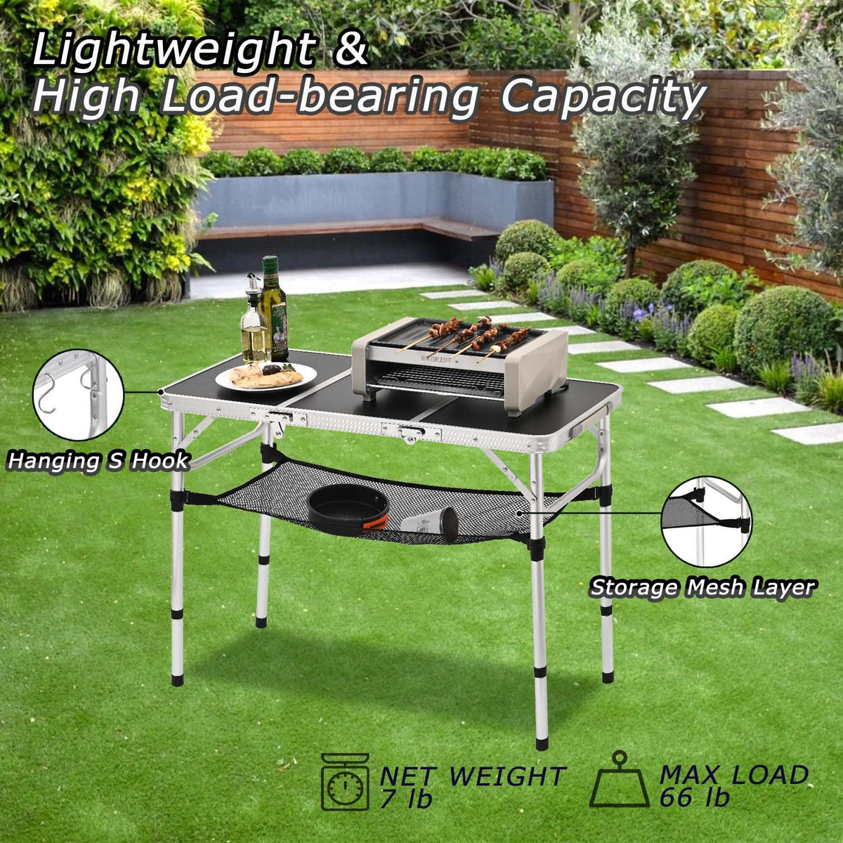 3ft Folding Camping Table with Storage Net U46462