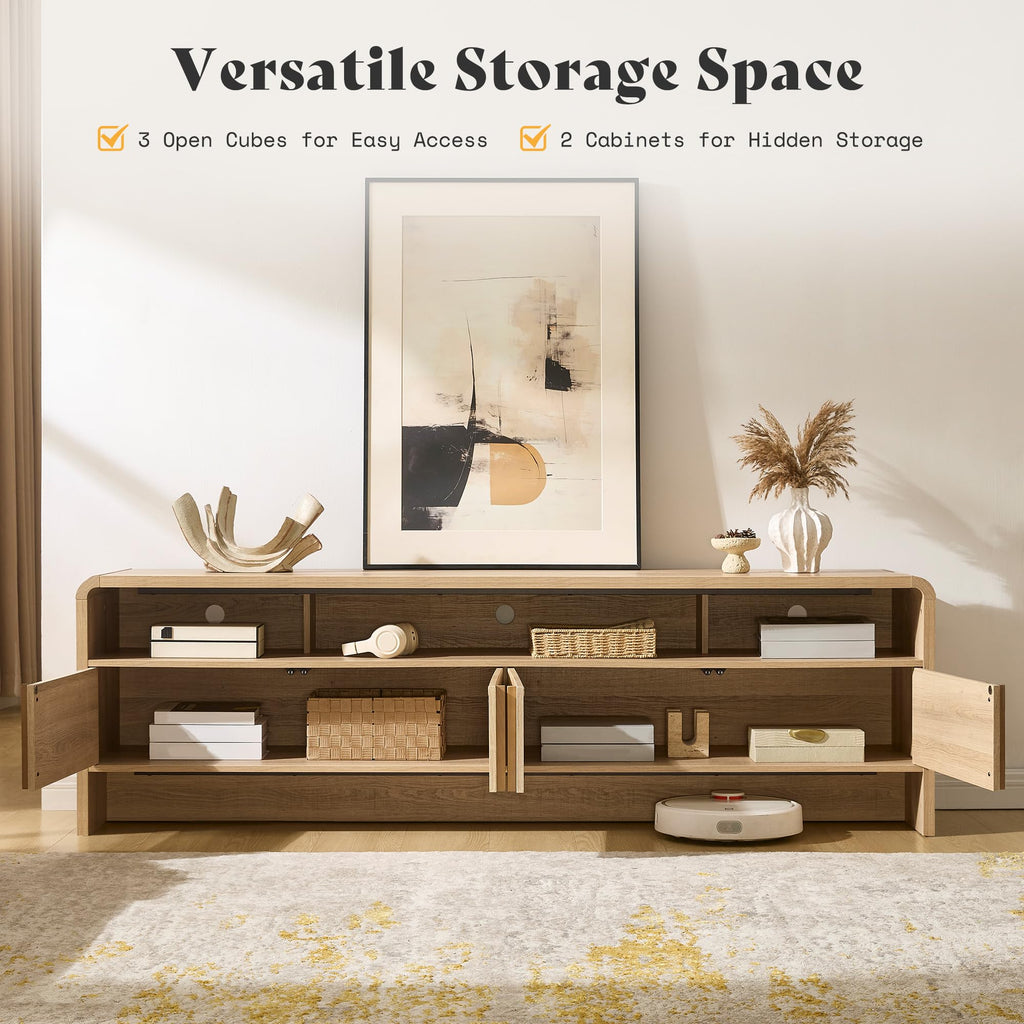 70" Fluted TV Stand with 2 Storage Cabinets F102