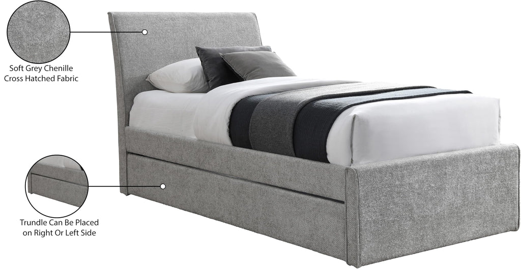 Grey Chenille Twin Trundle Bed W672