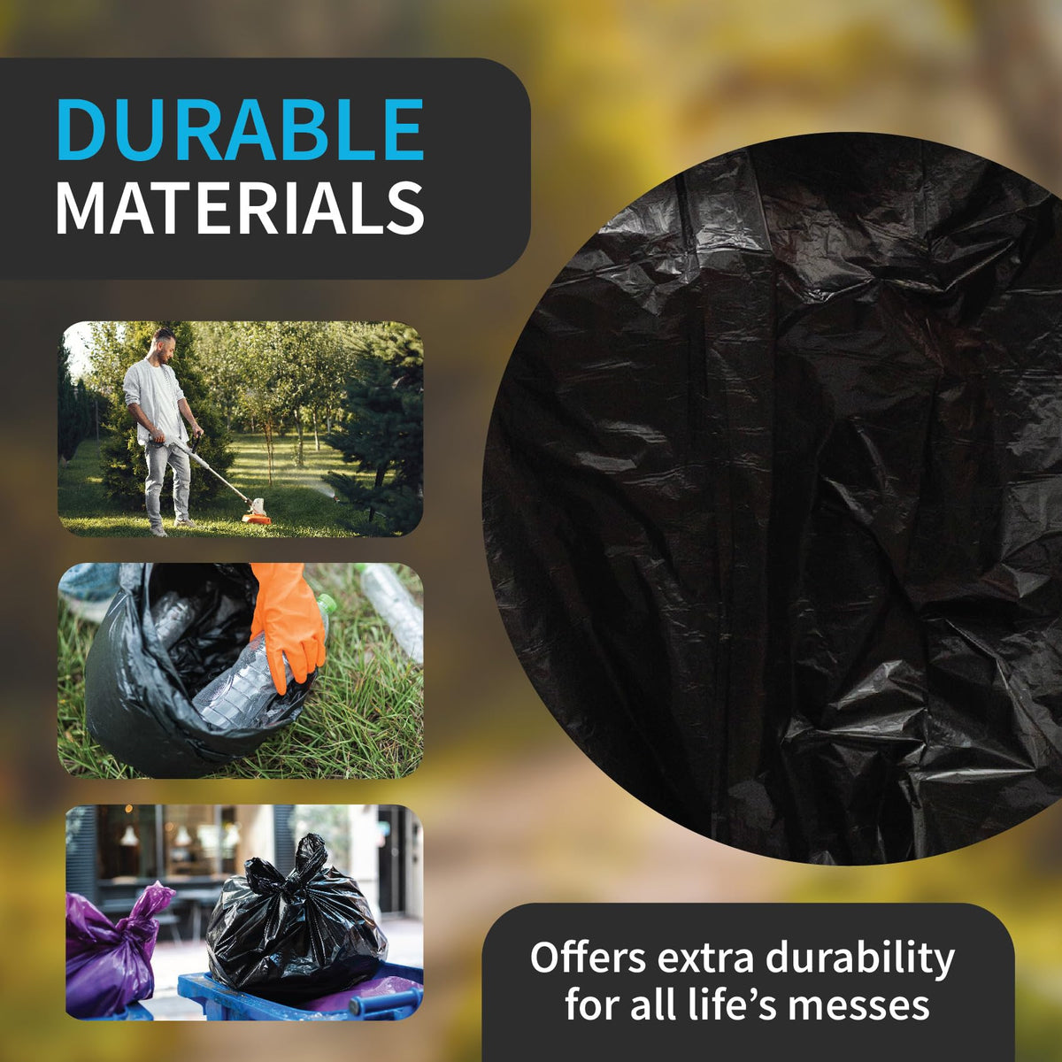 42 Gallon 3 MIL Black Heavy Duty Contractor Bags U9493