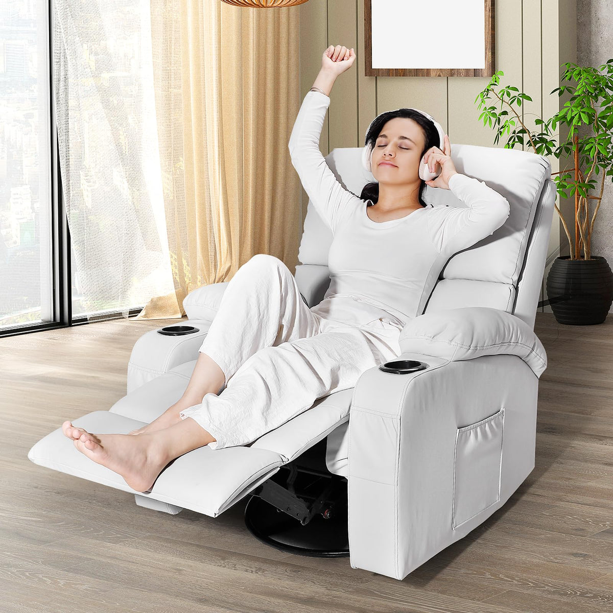 Grey Massage Rocking Recliner Chair with Heat and USB W884