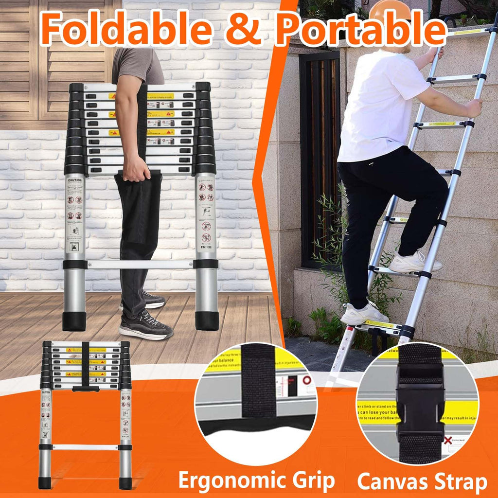 16.5 FT Aluminum Telescopic Ladder 330lbs Capacity V747278