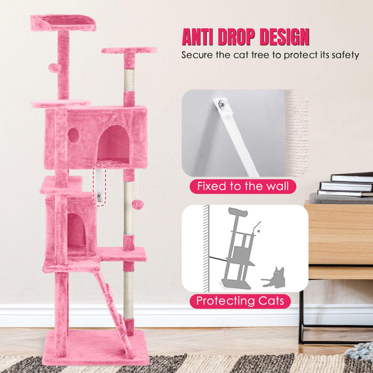 70 inch Multi-Level Cat Tree Tower with Scratching Posts T88348