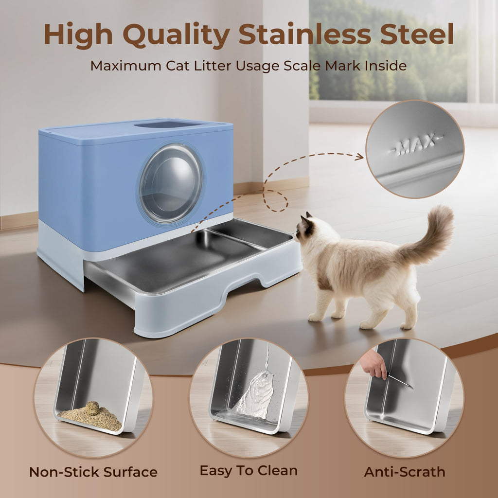 XXXL Stainless Steel Litter Box with Lid S3378