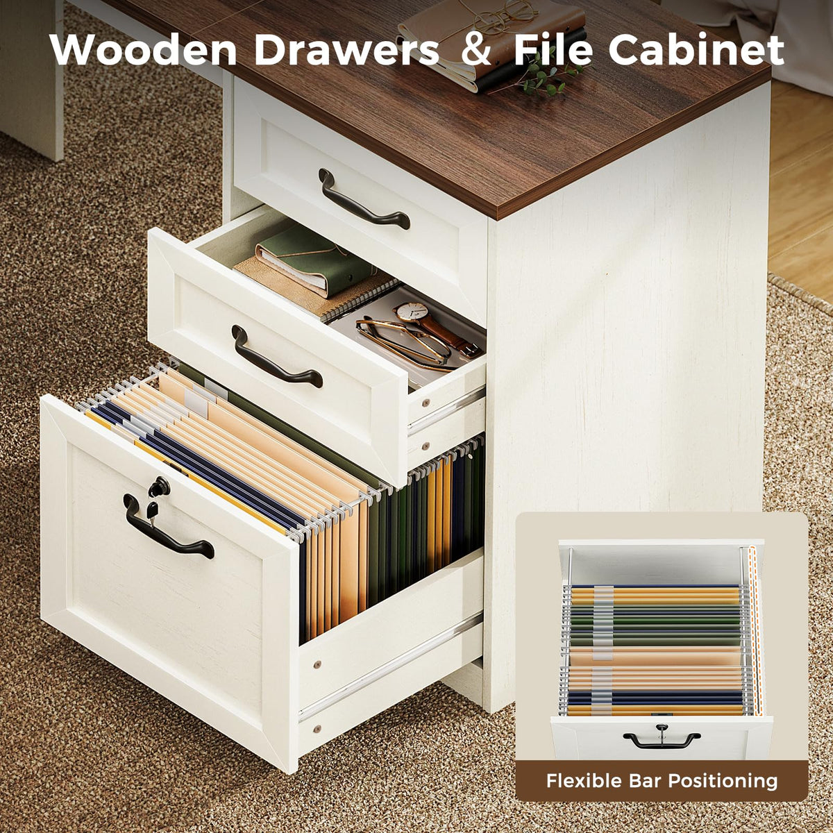 68 Inch L Shaped Executive Desk with Drawers G45649