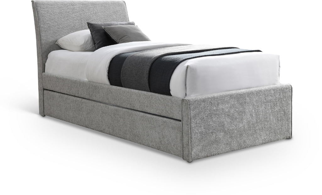 Grey Chenille Twin Trundle Bed W672
