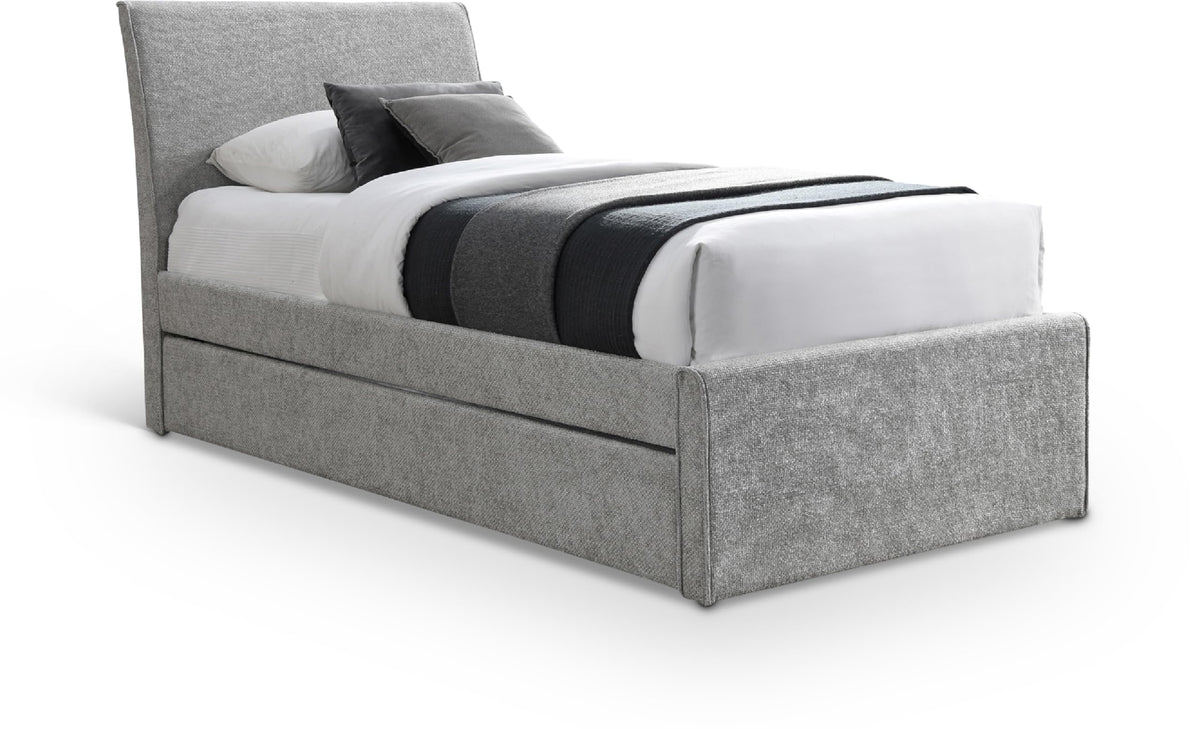 Grey Chenille Twin Trundle Bed W672