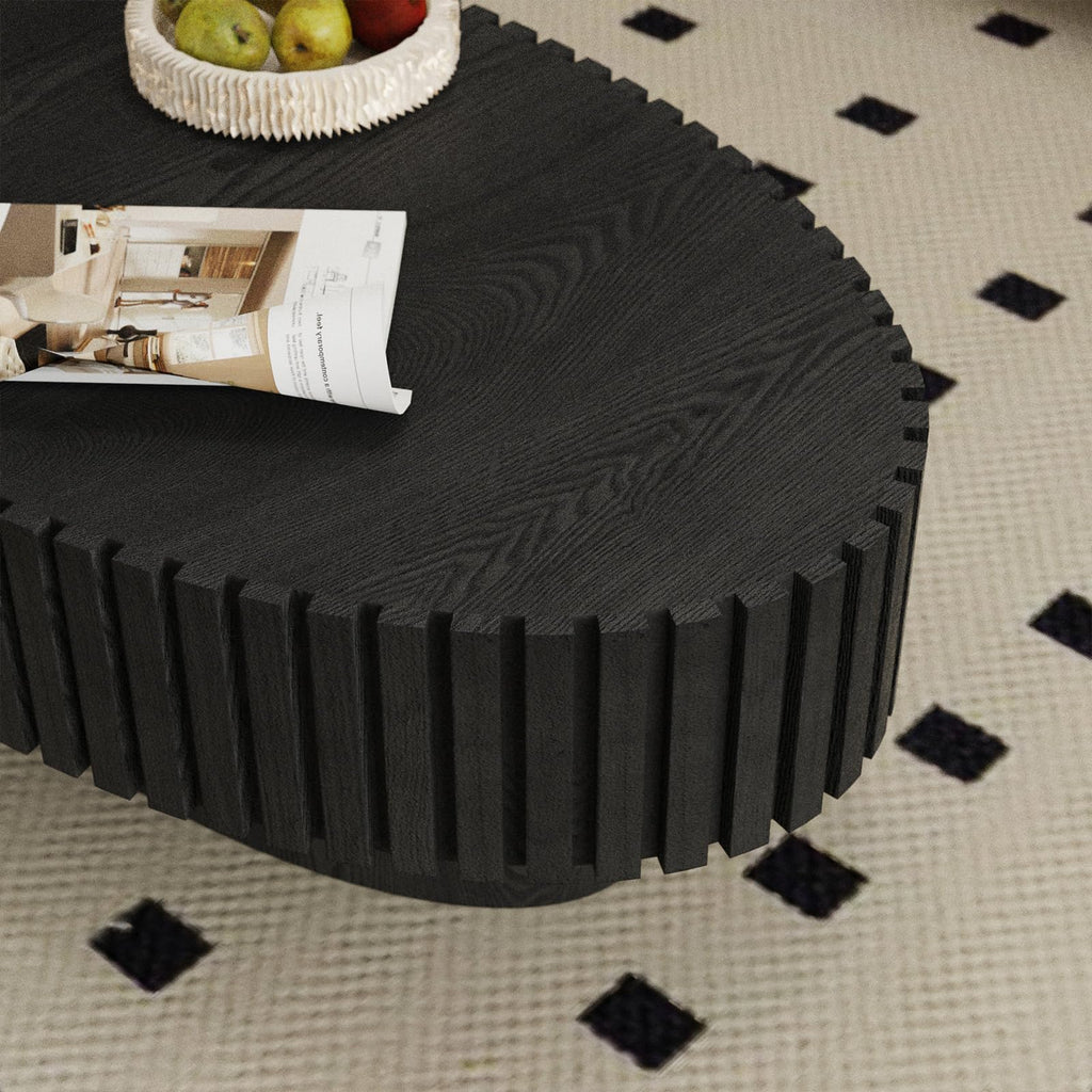Black Modern Wood Oval Coffee Table Y380367