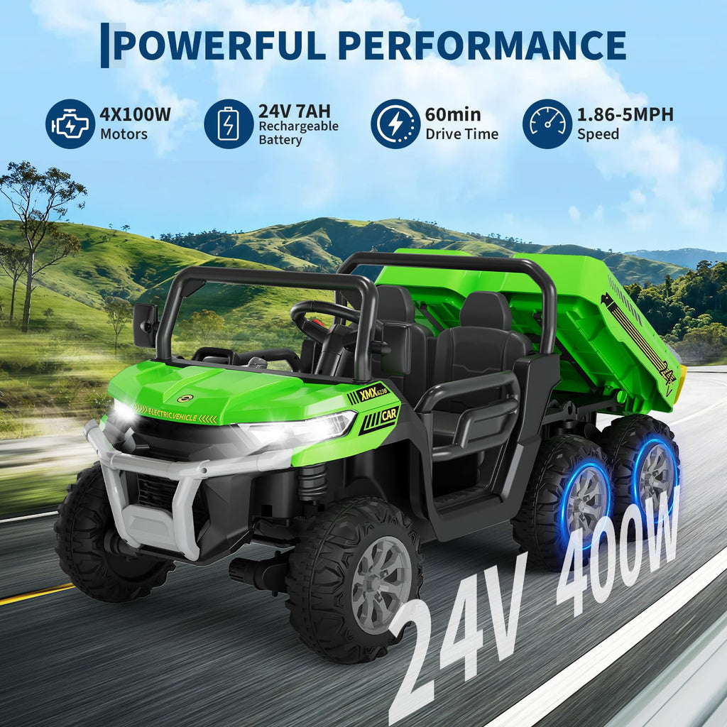 24V 2-Seater 6-Wheel Ride On Dump Truck with Remote Control R300788