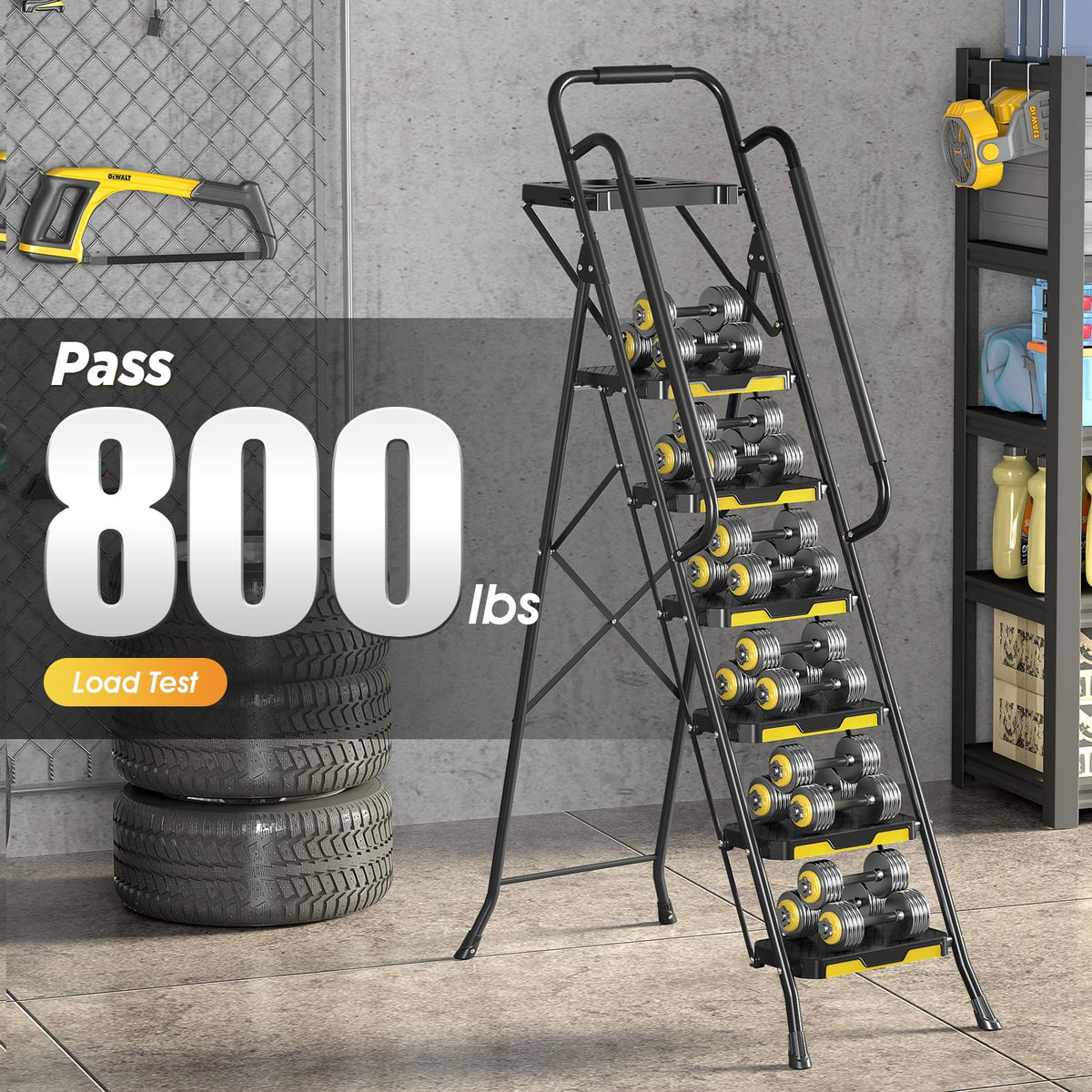 Steel Step Ladder with Handrail U391241