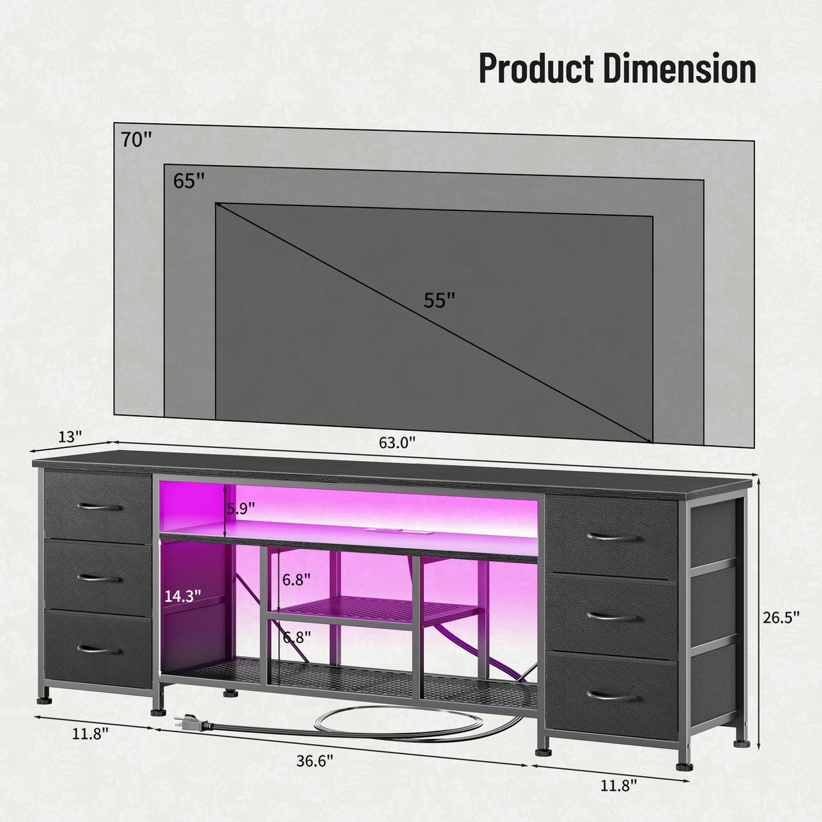 63 Inch LED TV Stand L1777