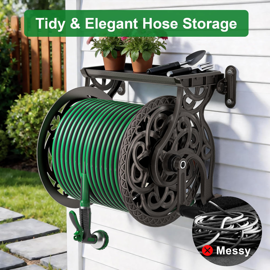 Wall Mount Metal Garden Hose Reel D298