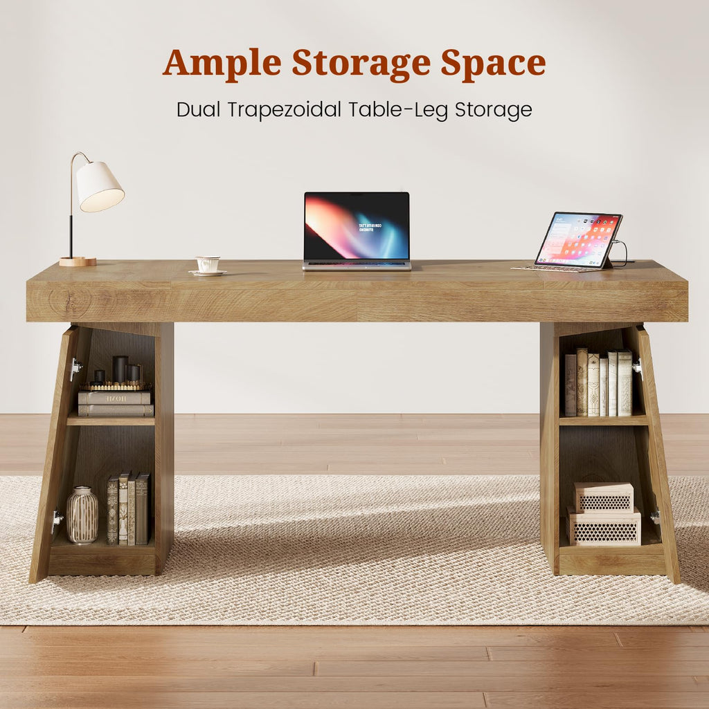 55.9" Executive Desk with Storage & Power Outlets L457437