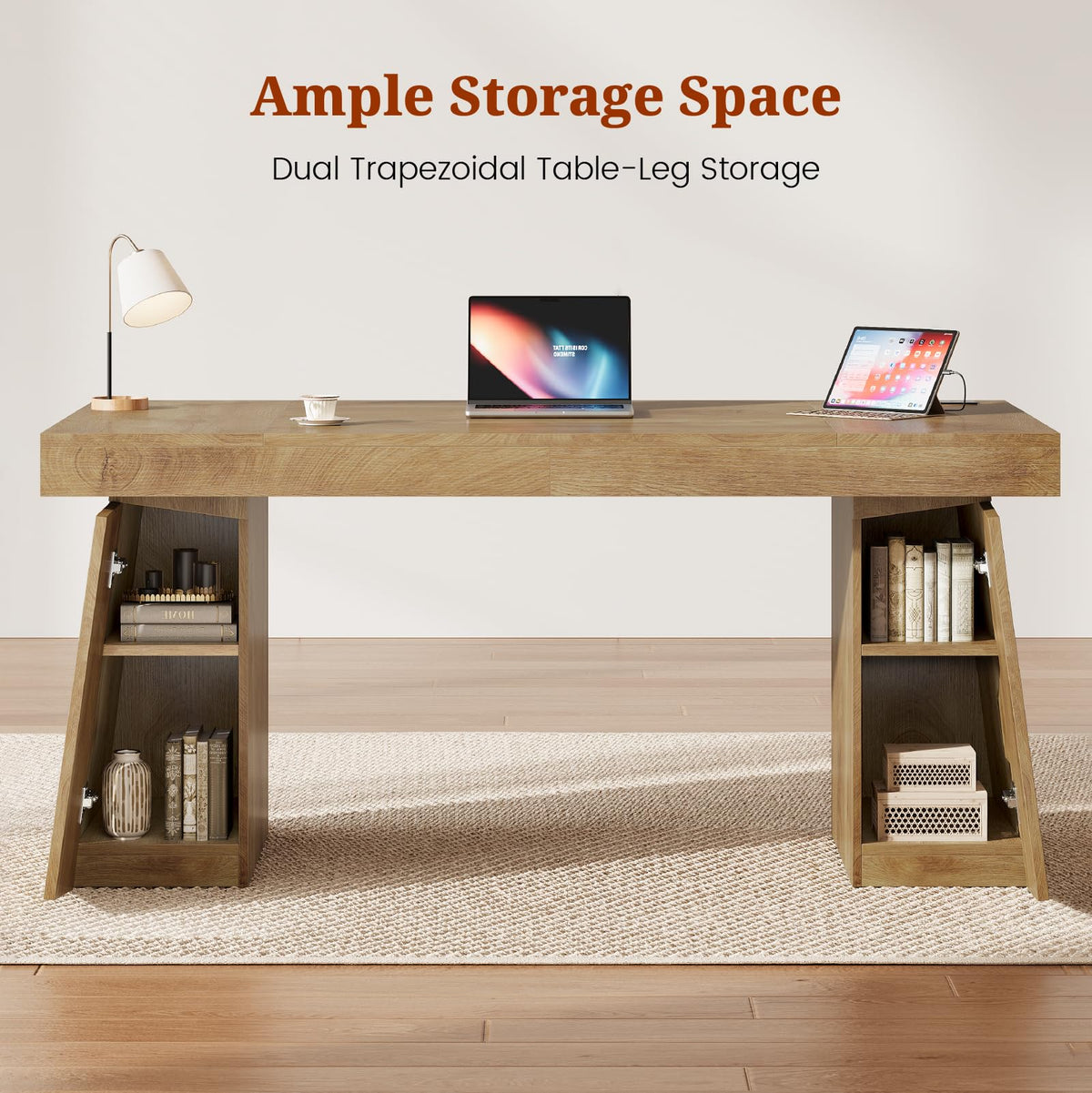 55.9" Executive Desk with Storage & Power Outlets L457437