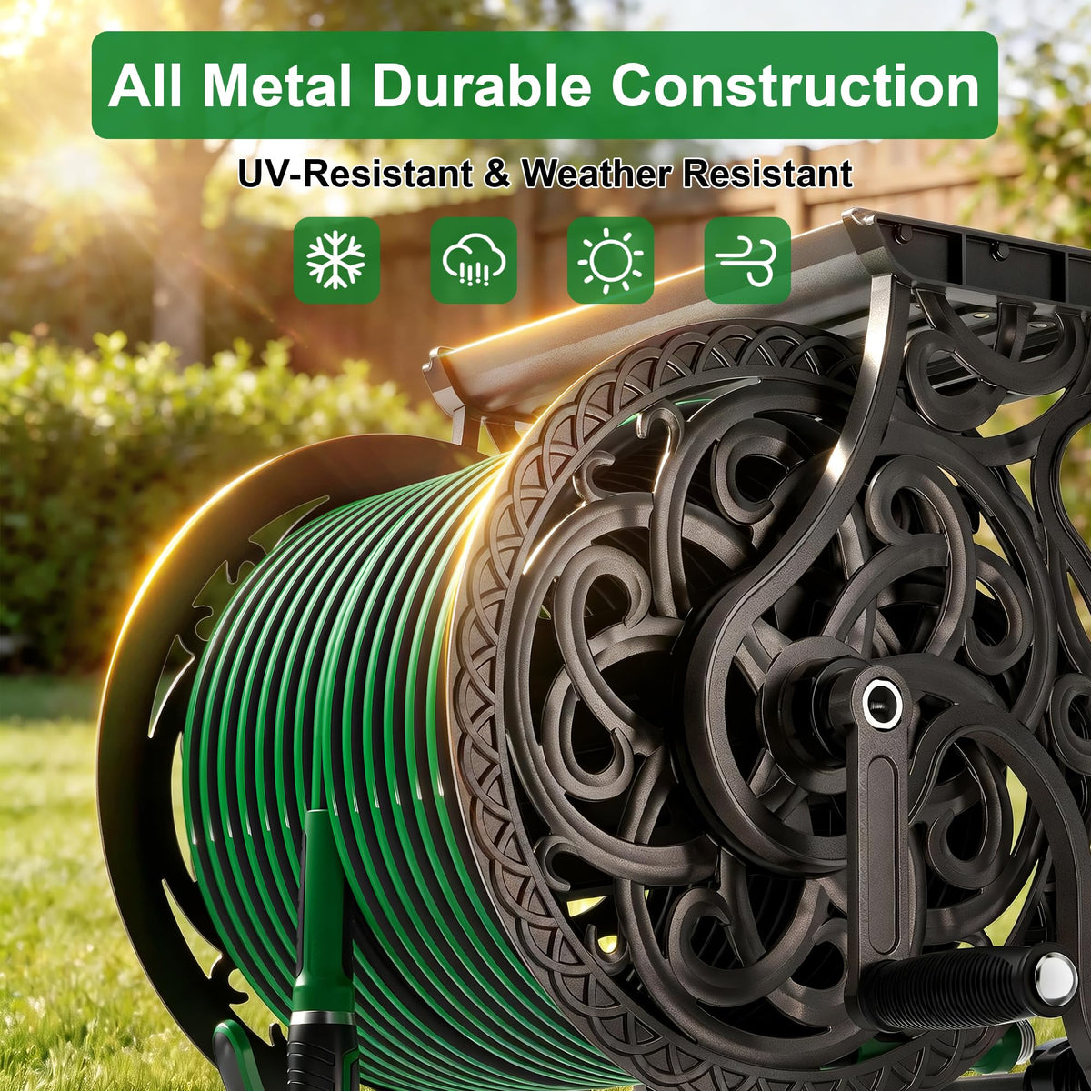 Wall Mount Metal Garden Hose Reel D298