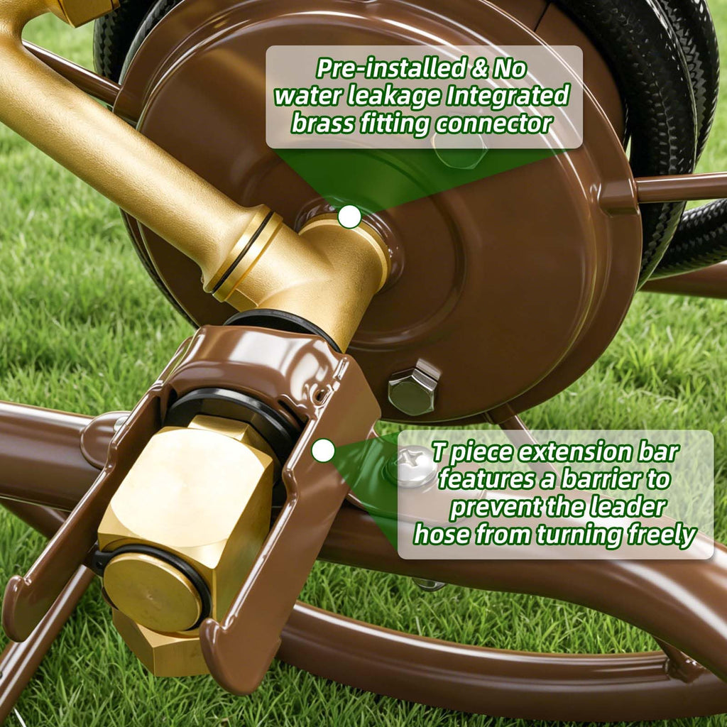 Garden Hose Reel Cart, Heavy Duty Metal with 2 Wheels, Holds 230ft 5/8" E8105