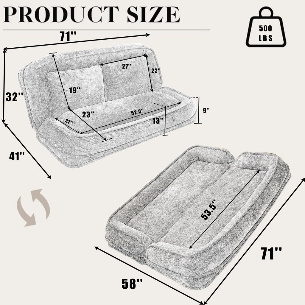 Light Gray Folding Floor Sofa Bed T829