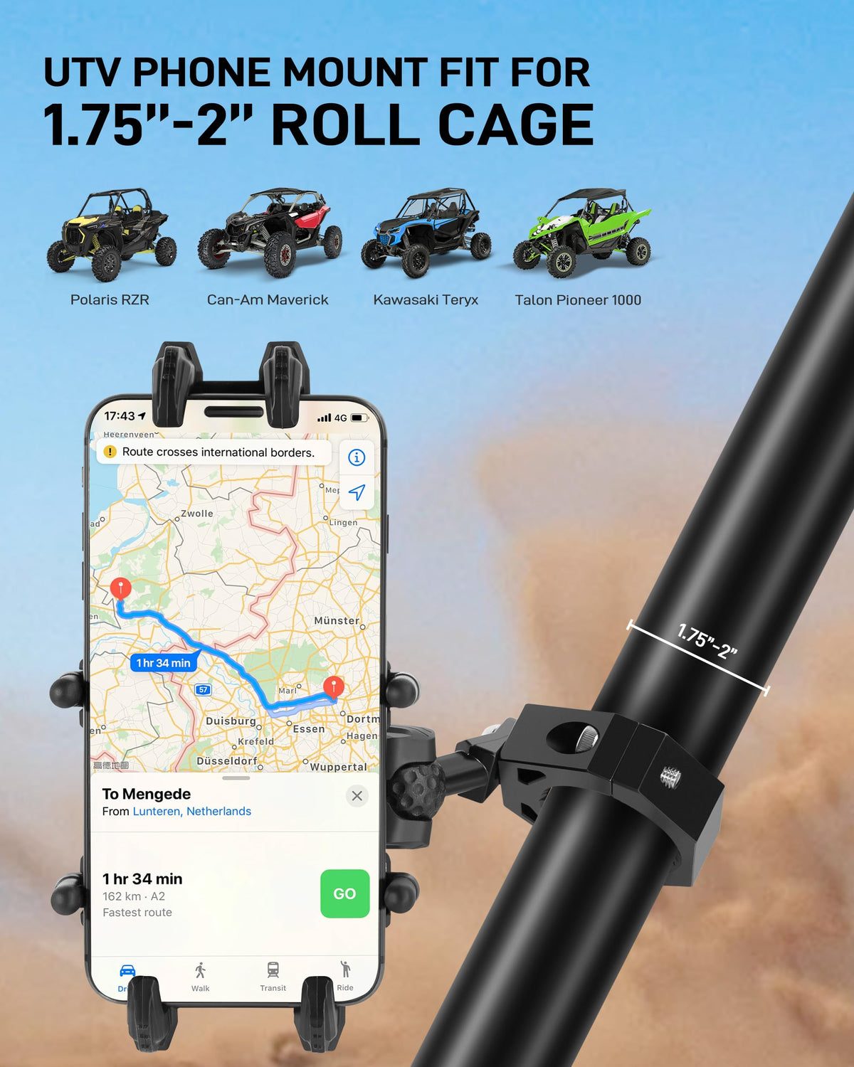 Anti-Theft UTV Phone Mount with Vibration Dampener J32170