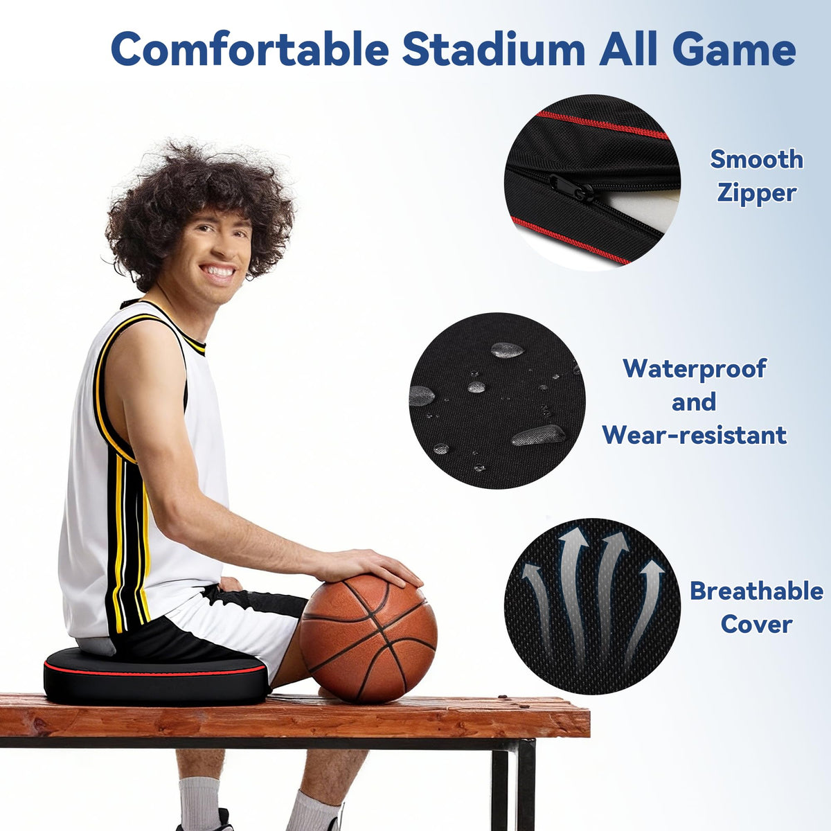 3.5" Extra Thick Resilient Foam Stadium Seat Cushion 2Pcs Red R725