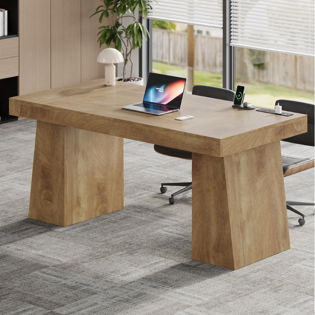 55.9" Executive Desk with Storage & Power Outlets L457437