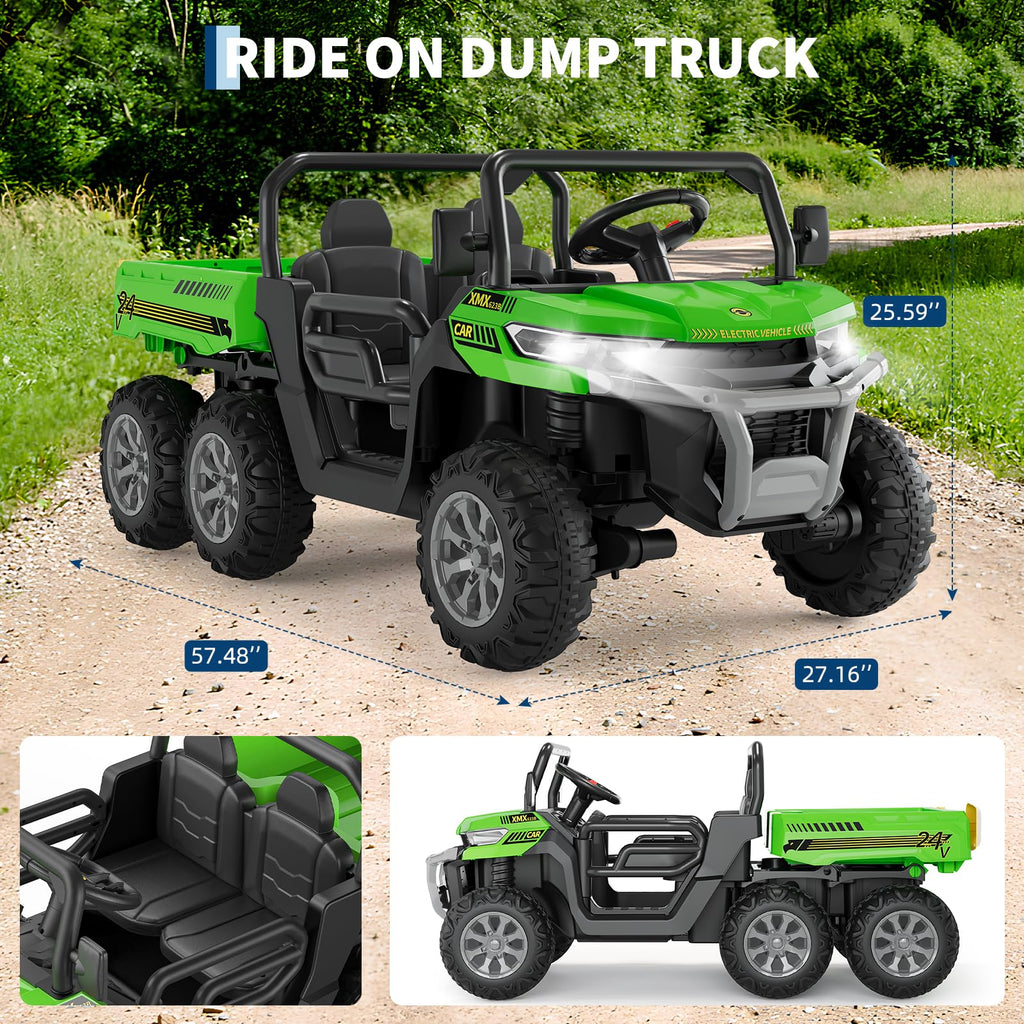 24V 2-Seater 6-Wheel Ride On Dump Truck with Remote Control R300788