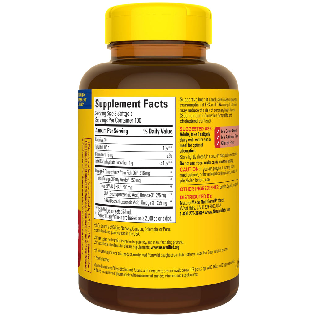Omega 3 Fish Oil Supplements 550mg 300 Softgels X98368