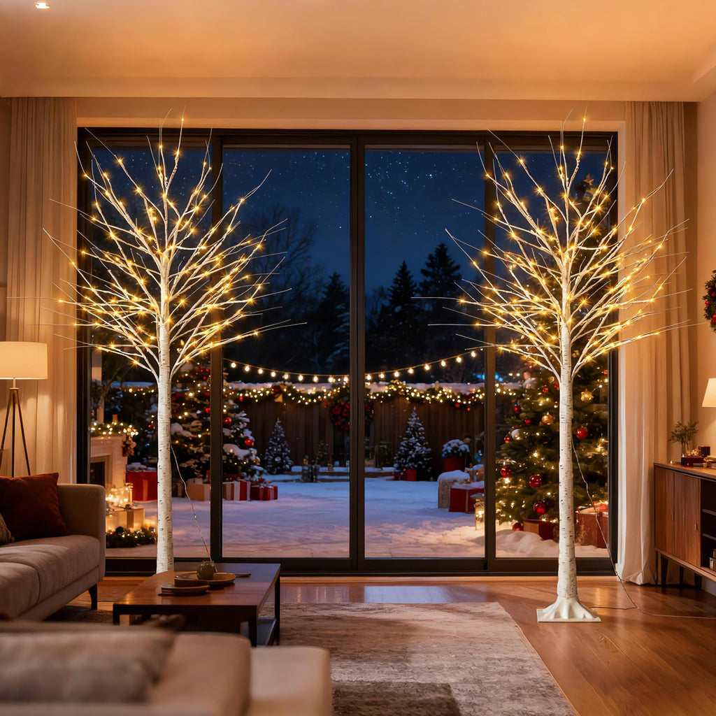White Birch Tree with Lights, 2PCS U73356