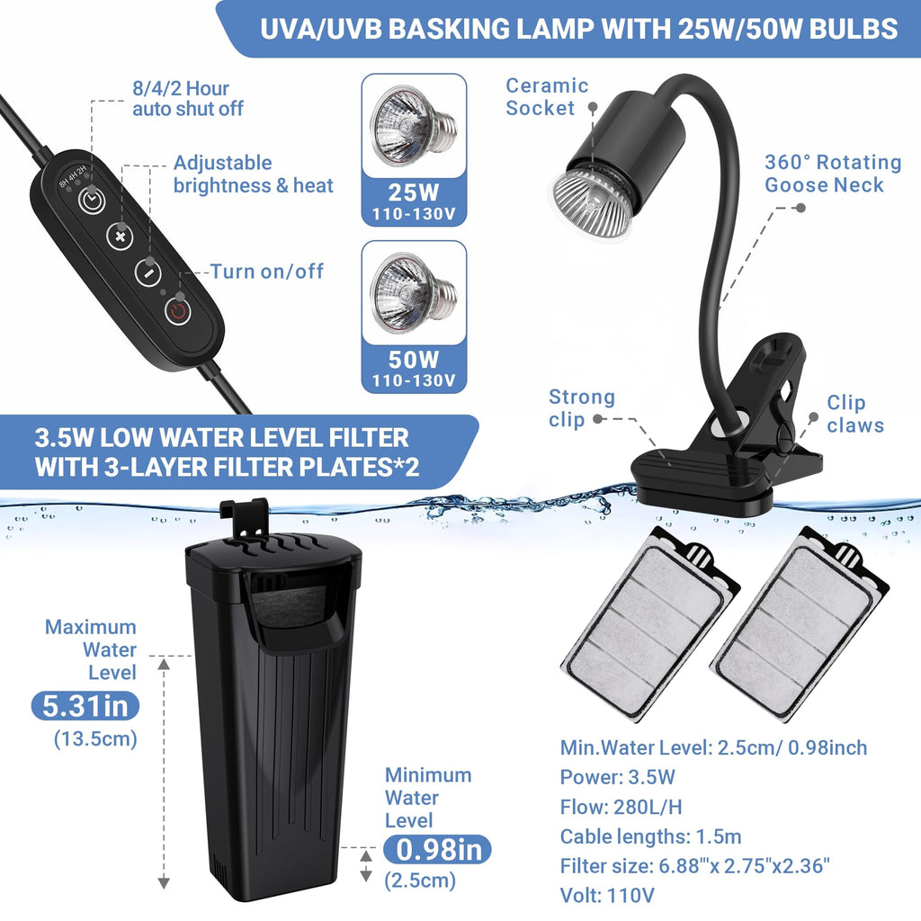 Aquatic Turtle Tank with Lamp and Filter Kit G283