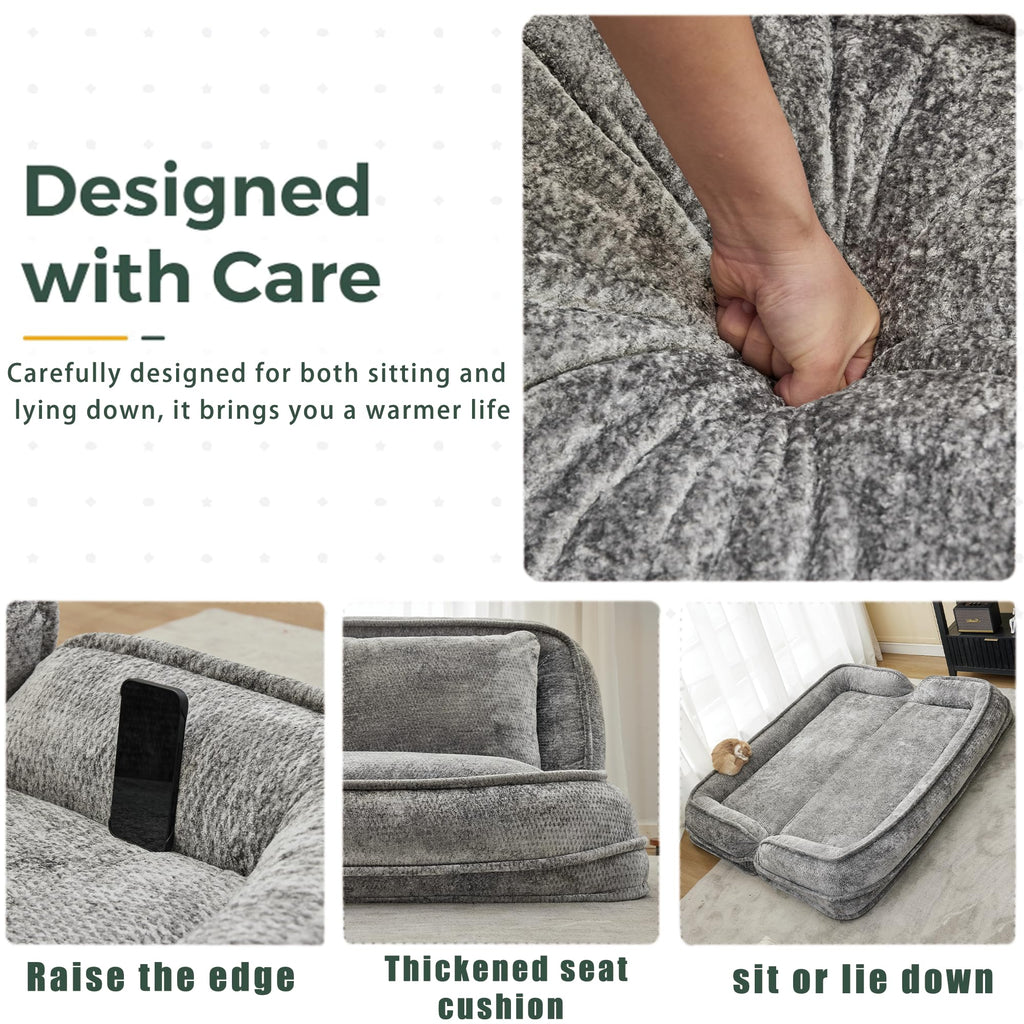 Light Gray Folding Floor Sofa Bed T829