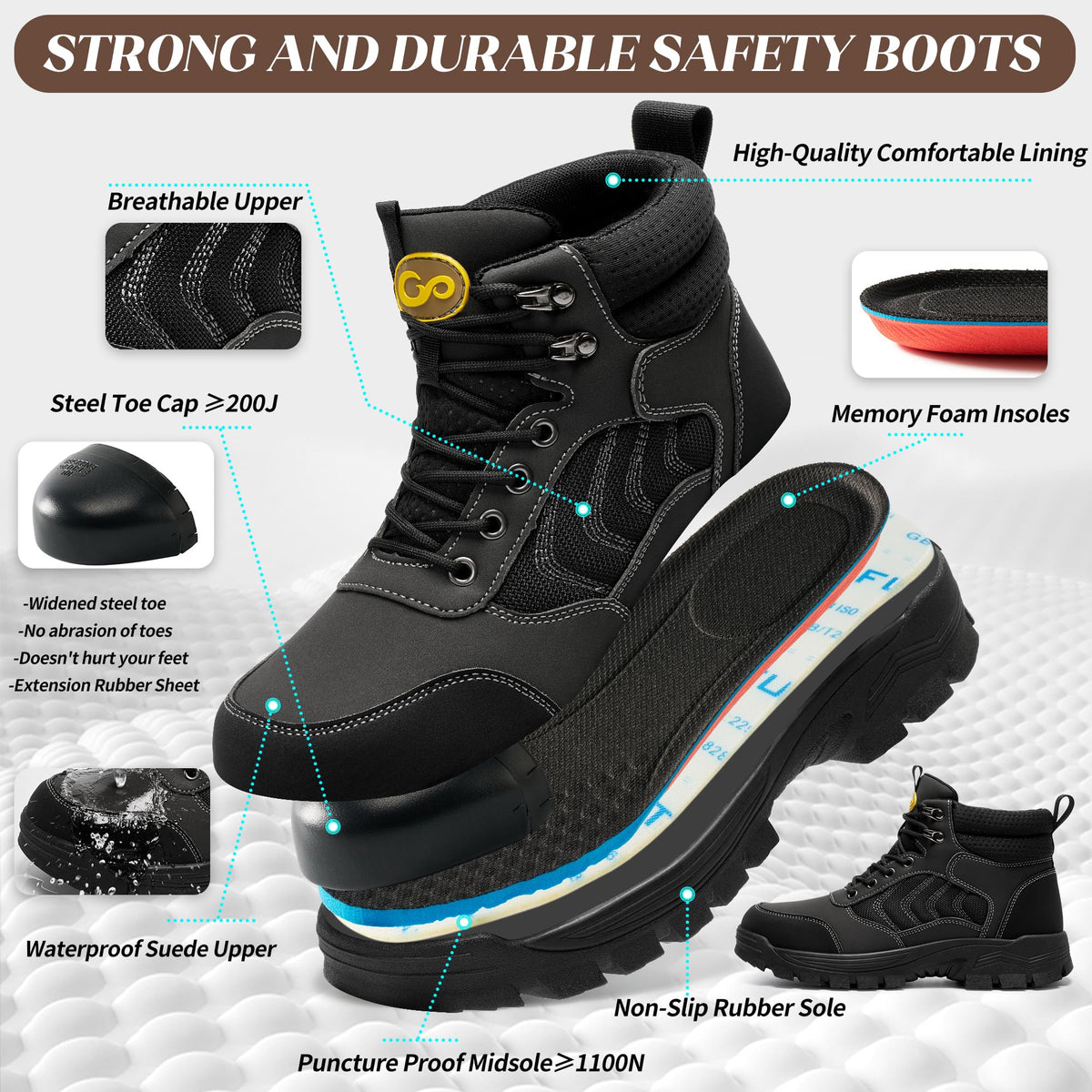 Steel Toe Waterproof Work Boots I17700