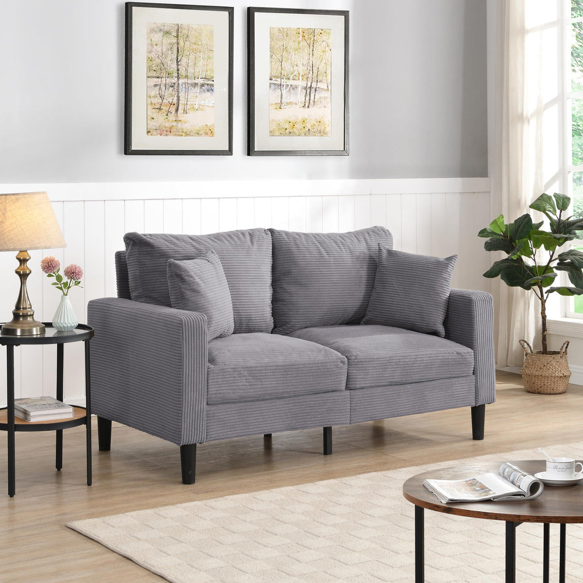 Light Gray Convertible Sleeper Loveseat Sofa X48092