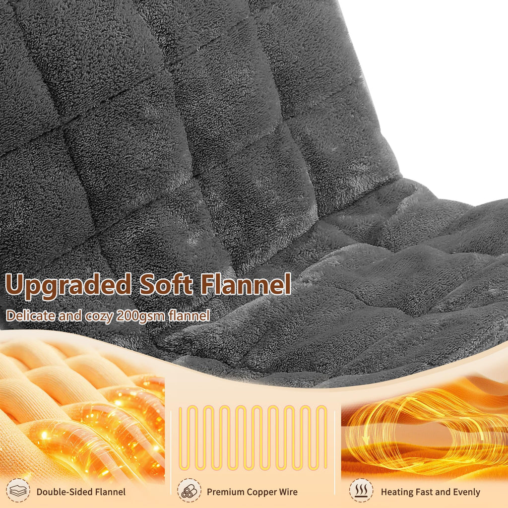 Weighted Electric Heating Pad with Massager 12"x24" Dark Grey U82053
