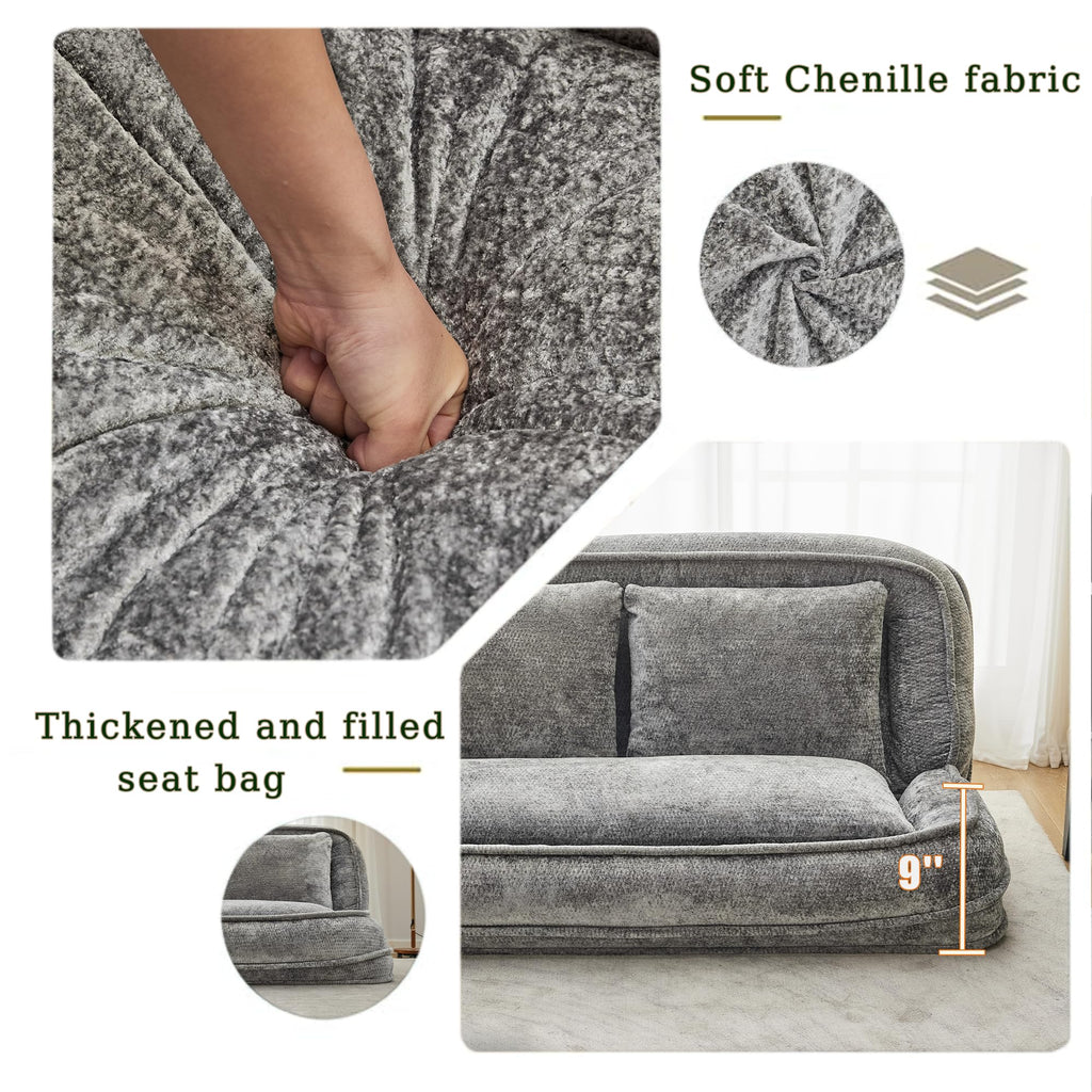 Light Gray Folding Floor Sofa Bed T829