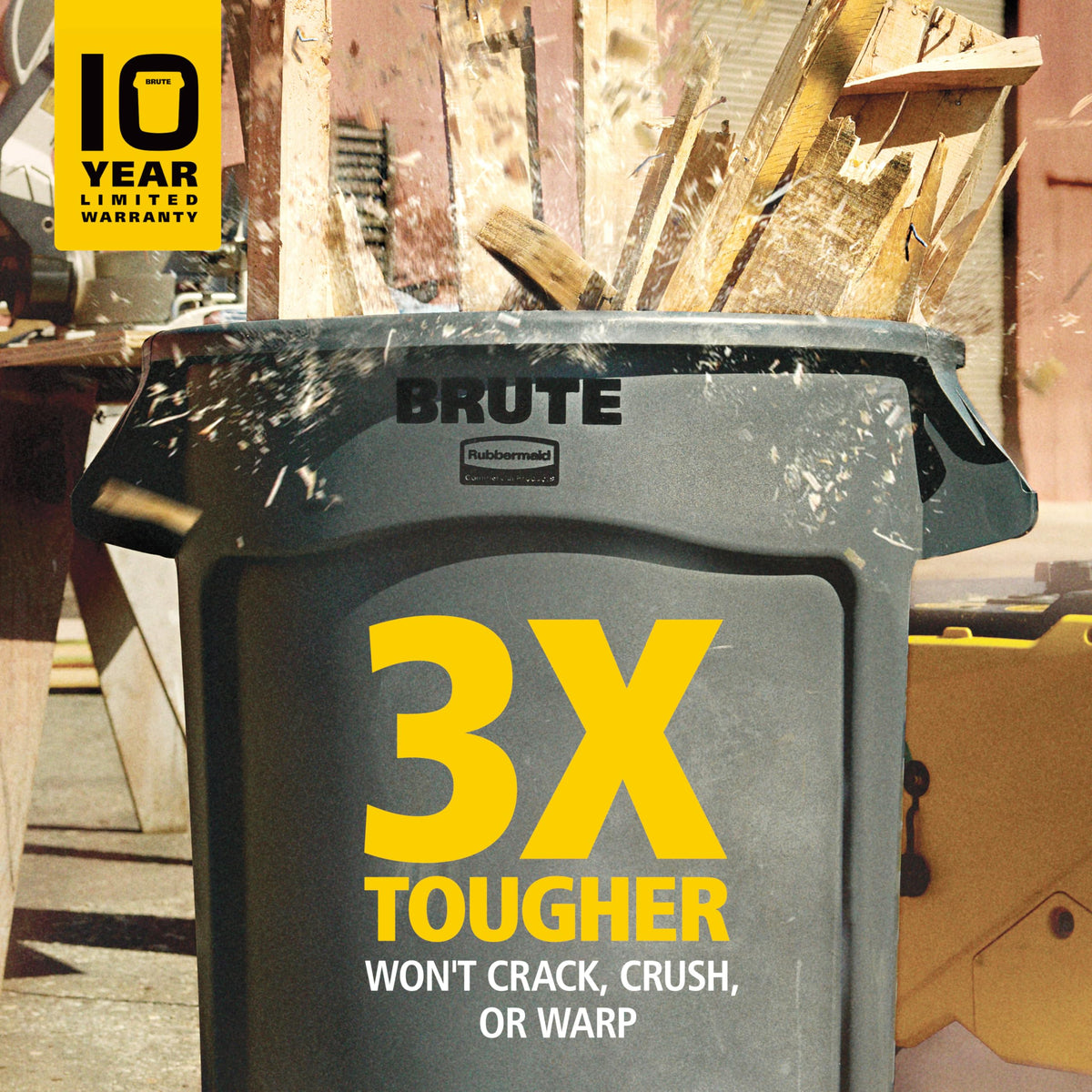 44-Gallon Gray Heavy-Duty Round Trash Container E960