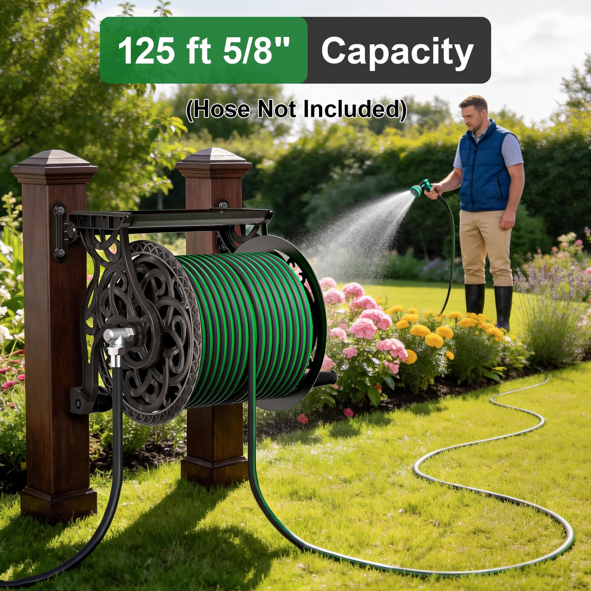 Wall Mount Metal Garden Hose Reel D298