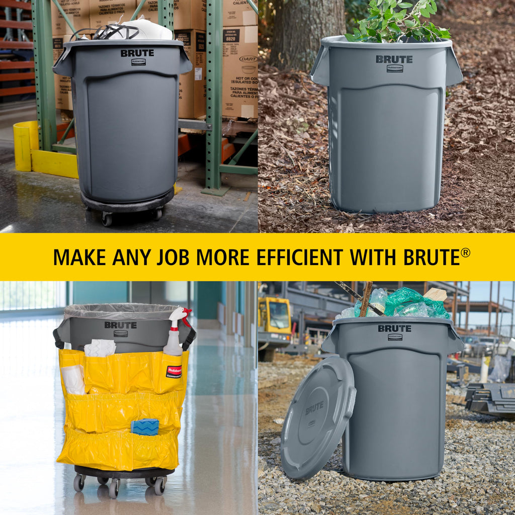 44-Gallon Gray Heavy-Duty Round Trash Container E960
